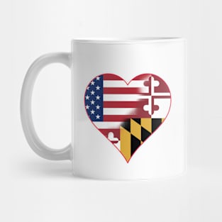 State of Maryland Flag and American Flag Fusion Design Mug